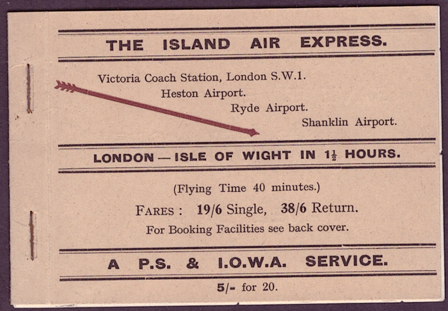 (image for) "Island Air Express" Portsmouth, Southsea & Isle of Wight Aviation Ltd private booklet